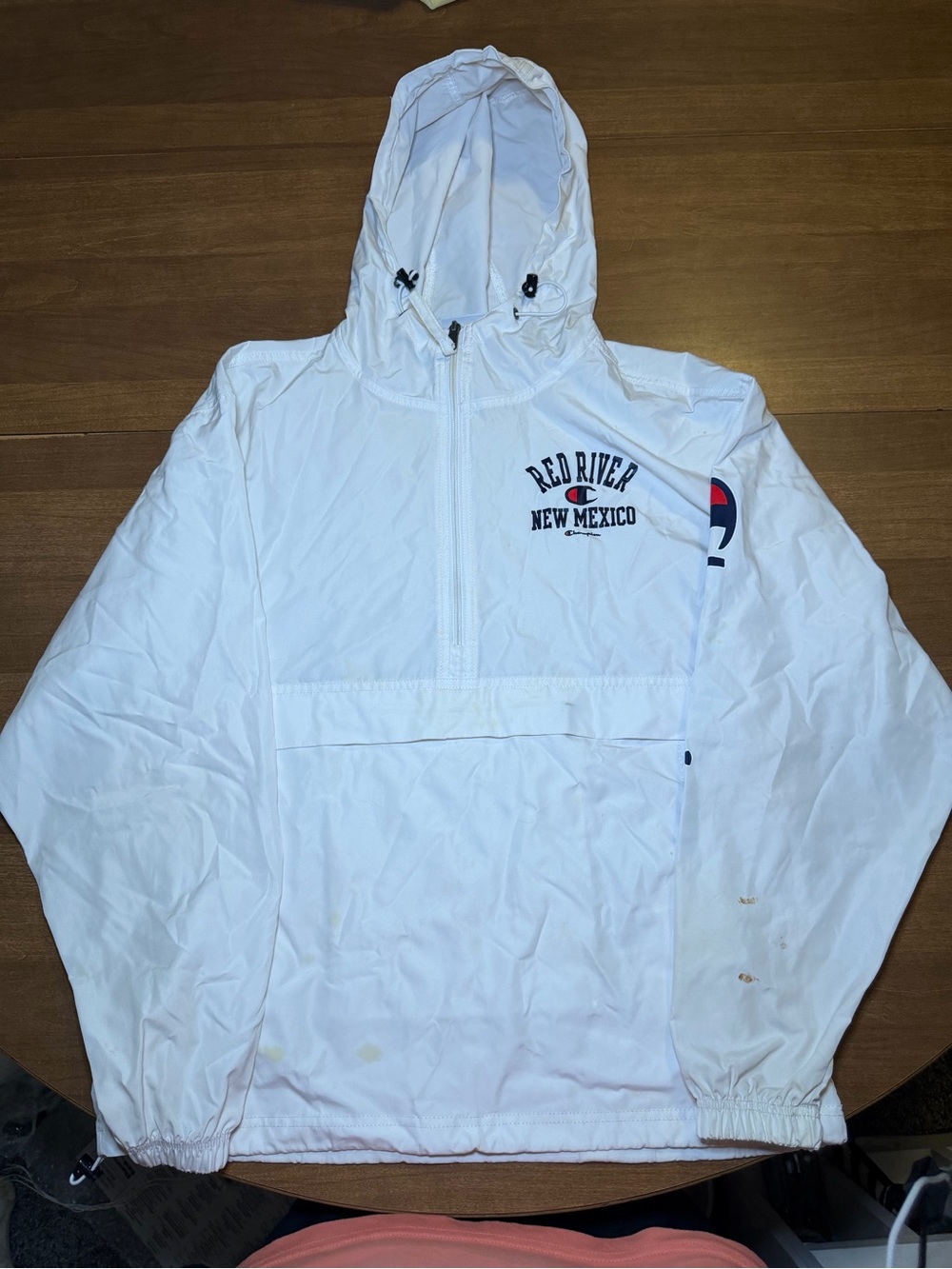 Champion Red River New Mexico White Packable Anorak Windbreaker Jacket Small